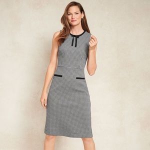 Talbots | Tipped Ponte Tie Neck Houndstooth Dress